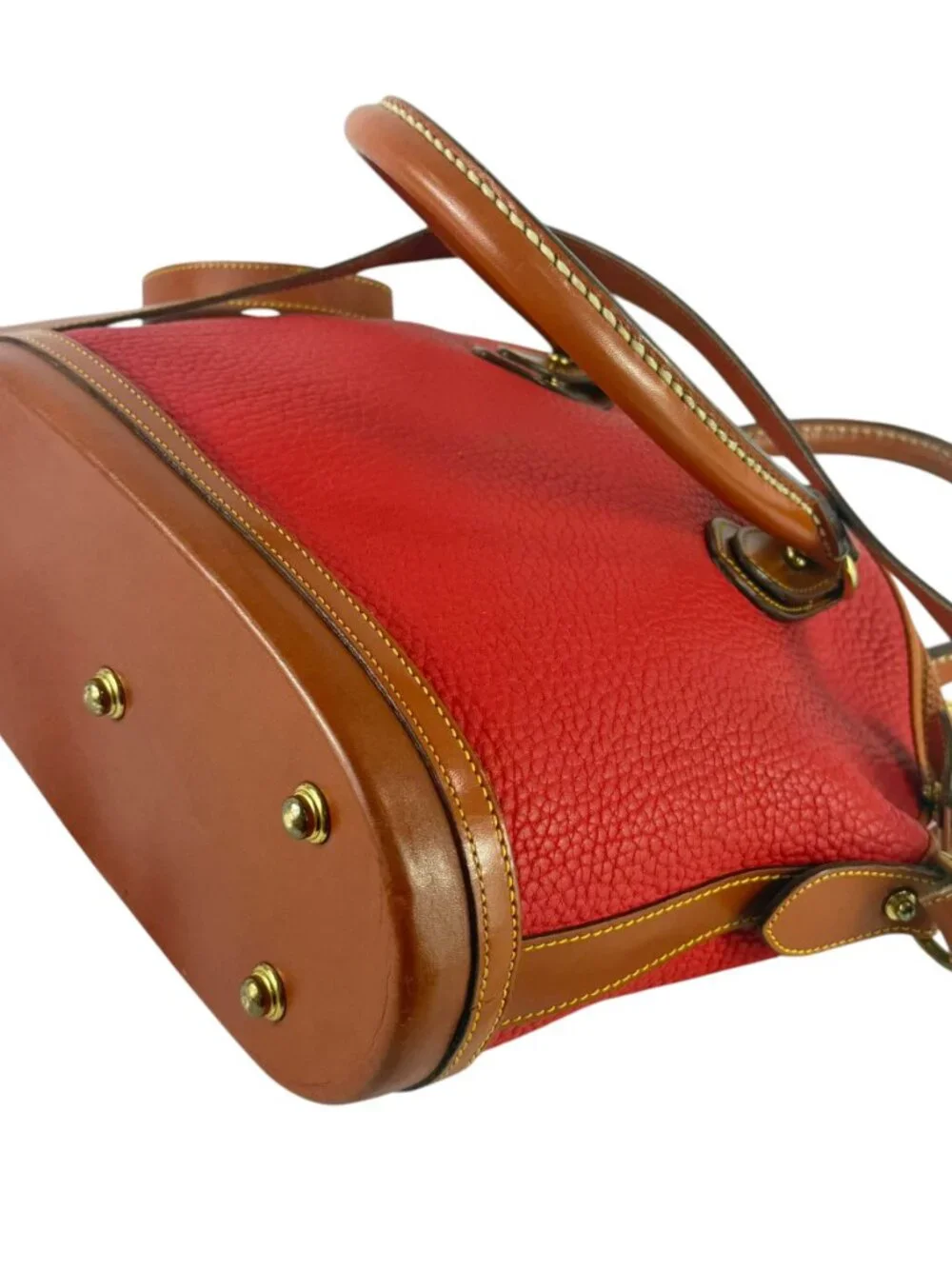 DOONEY & BOURKE Red Tan Leather Norfolk Satchel Crossbody Shoulder Bag